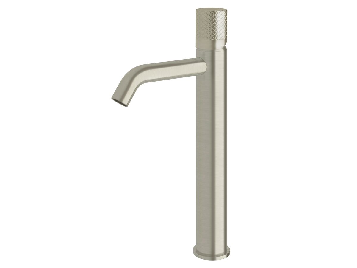 reece Milli Pure Extended Basin Mixer Tap Curved Spout with Diamond Textured Handle PVD Brushed Nickel (5 Star) reece Milli Pure Extended Basin Mixer Tap Curved Spout with Diamond Textured Handle PVD Brushed Nickel (5 Star)