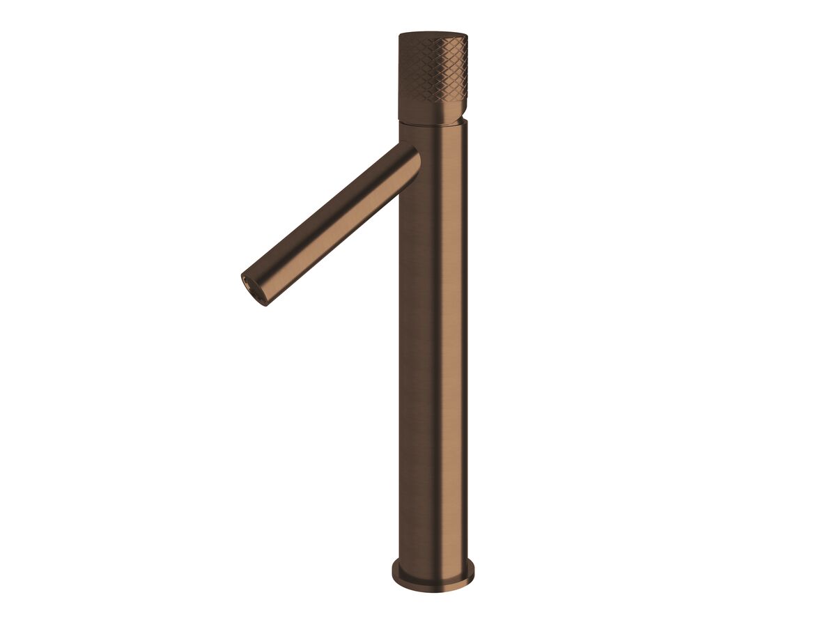 reece Milli Pure Extended Basin Mixer Tap with Diamond Textured Handle PVD Brushed Bronze (6 Star)