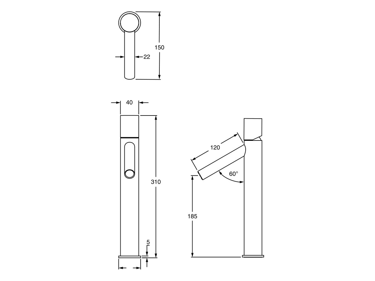 Reece Milli Pure Extended Basin Mixer Tap With Diamond Textured Handle PVD Brushed Nickel (6 Star)