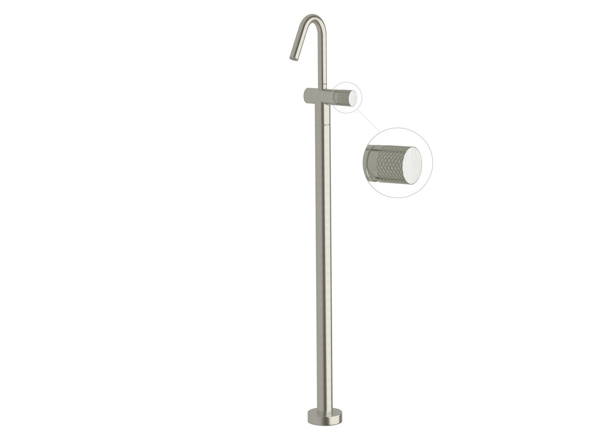 Reece Milli Pure Floor Mounted Basin Mixer Tap Trimset With Diamond Textured Handle PVD Brushed Nickel (5 Star)