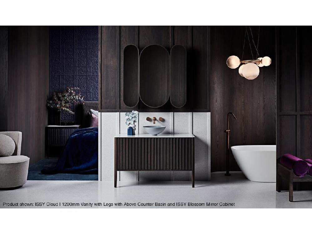 Reece Milli Pure Floor Mounted Bath Mixer Tap Trimset With Linear Textured Handle PVD Brushed Bronze