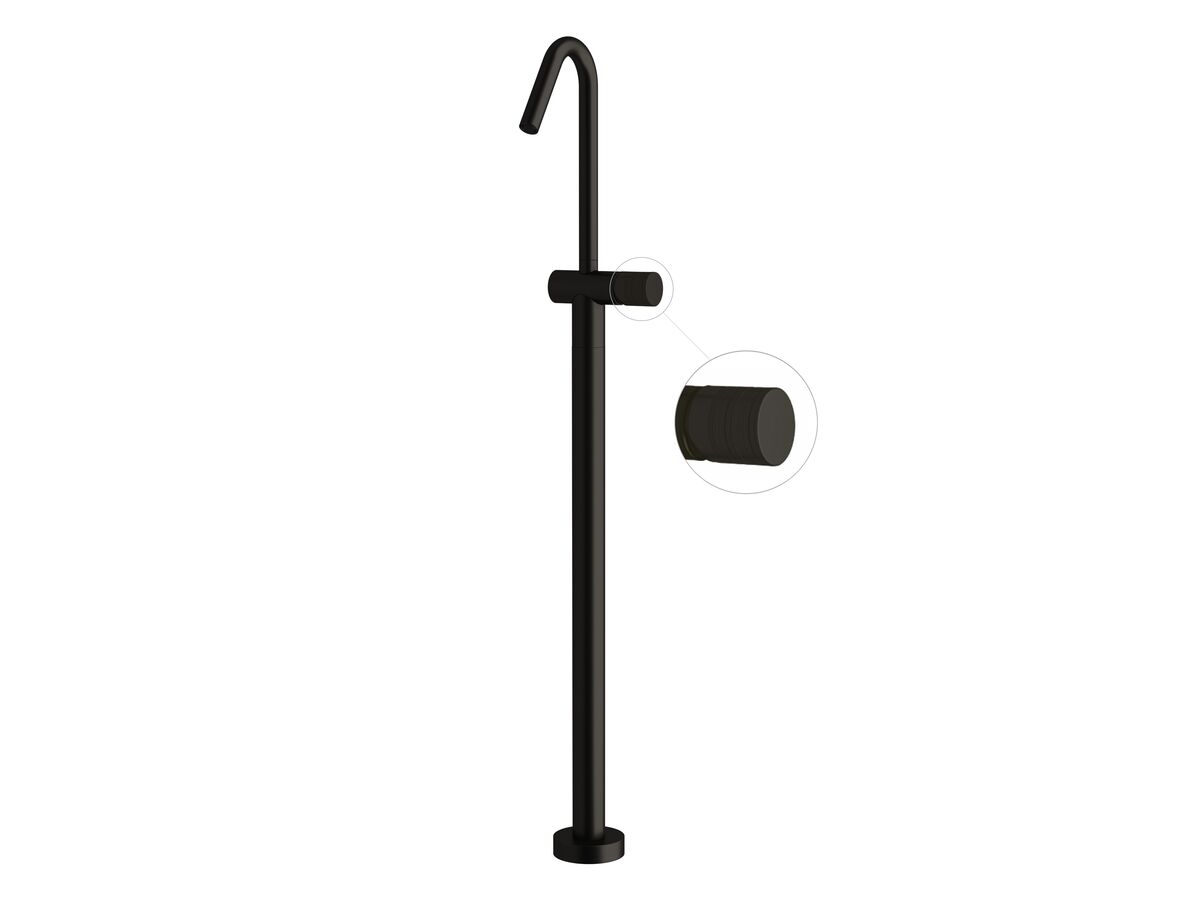 Reece Milli Pure Floor Mounted Bath Mixer Tap Trimset With Cirque Textured Handle PVD Matte Black