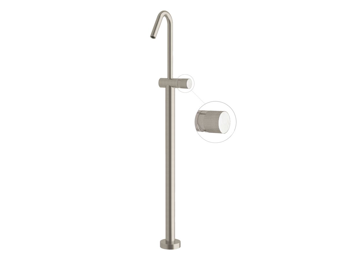 Reece Milli Pure Floor Mounted Bath Mixer Tap Trimset With Linear Textured Handle PVD Brushed Nickel