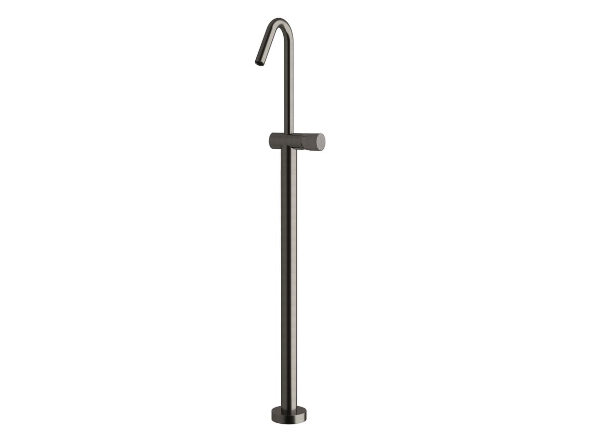 reece Milli Pure Floor Mounted Bath Mixer Tap Trimset with Linear Textured Handle PVD Brushed Gunmetal