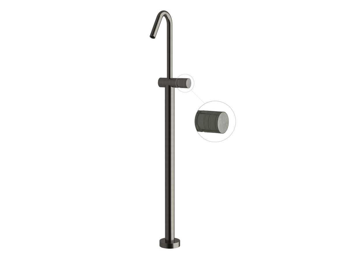 Reece Milli Pure Floor Mounted Bath Mixer Tap Trimset With Cirque Textured Handle PVD Brushed Gunmetal