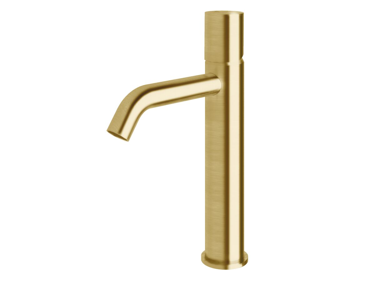 reece Milli Pure Medium Height Basin Mixer Tap Curved Spout PVD Brushed Gold (5 Star)