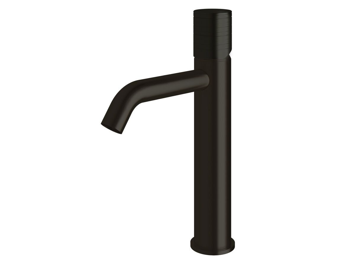 reece Milli Pure Medium Height Basin Mixer Tap Curved Spout with Cirque Textured Handle PVD Matte Black (5 Star)