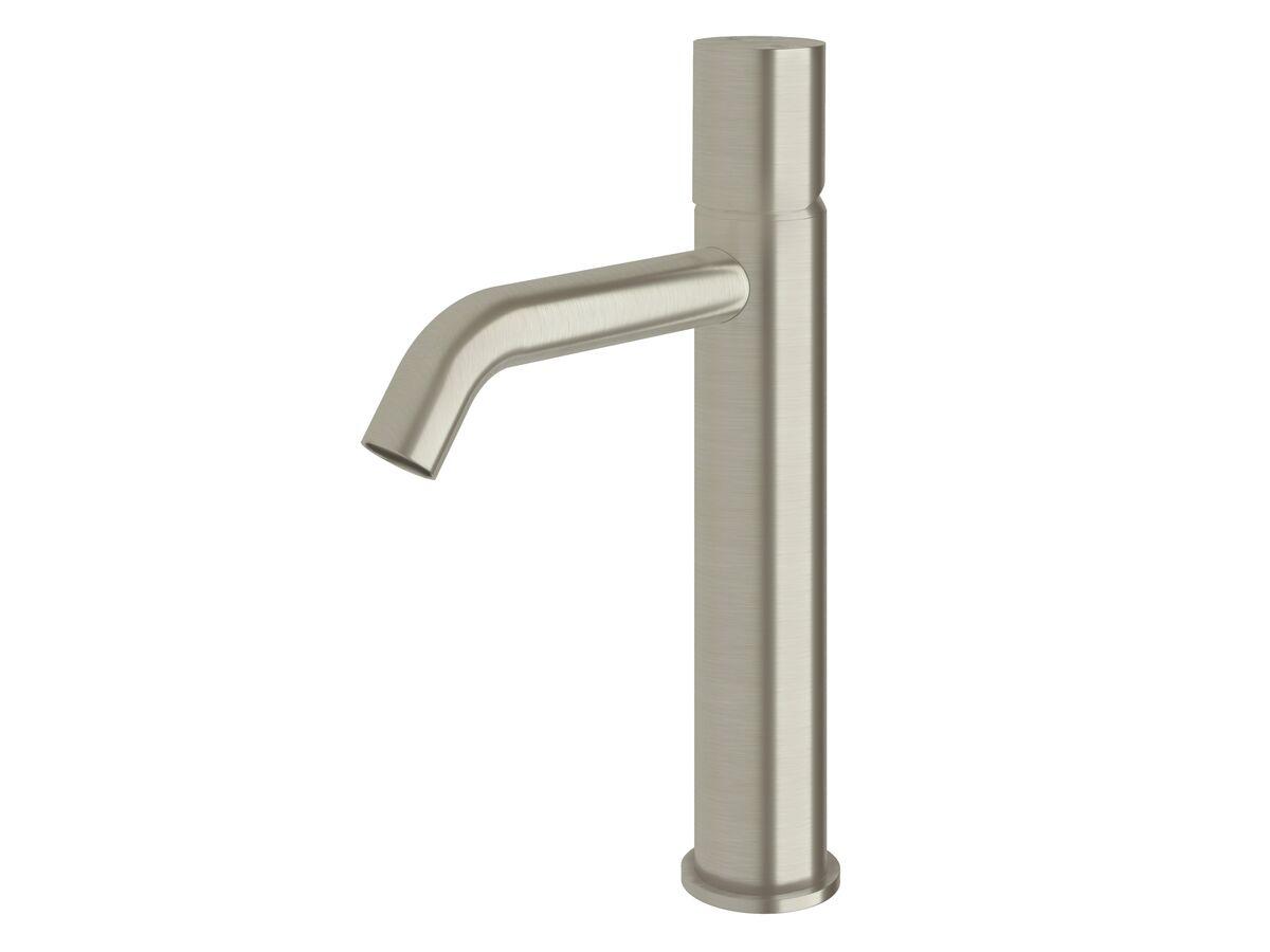 reece Milli Pure Medium Height Basin Mixer Tap Curved Spout PVD Brushed Nickel (5 Star)