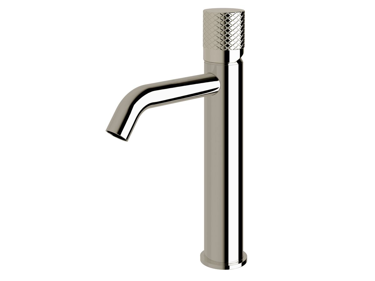 reece Milli Pure Medium Height Basin Mixer Tap Curved Spout with Diamond Textured Handle Chrome (5 Star)