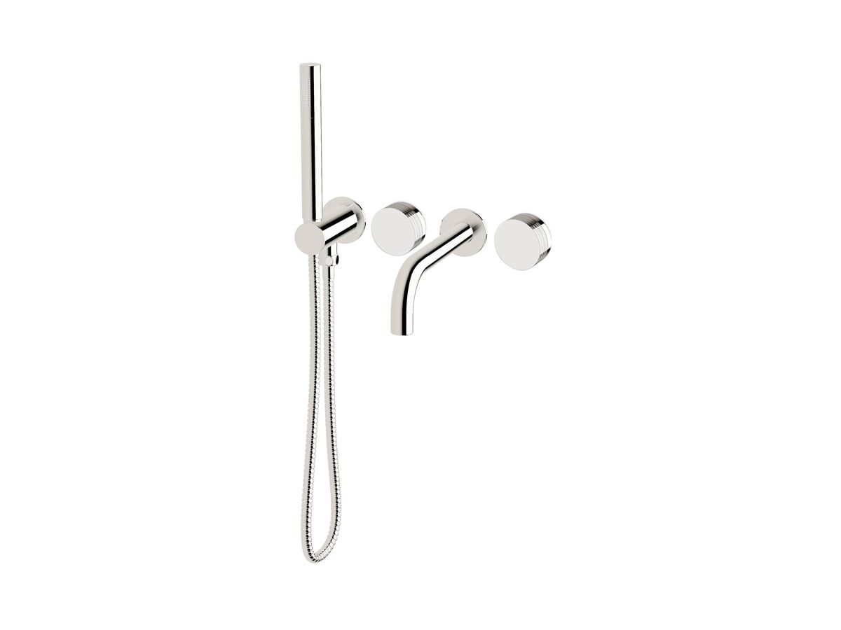 reece Milli Pure Progressive Bath Mixer Tap System 160mm with Handshower Right Hand and Cirque Textured Handles Chrome (3 Star)