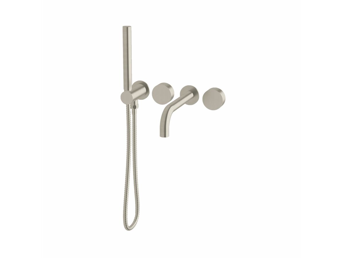 reece Milli Pure Progressive Bath Mixer Tap System 160mm with Handshower Right Hand PVD Brushed Nickel (3 Star)