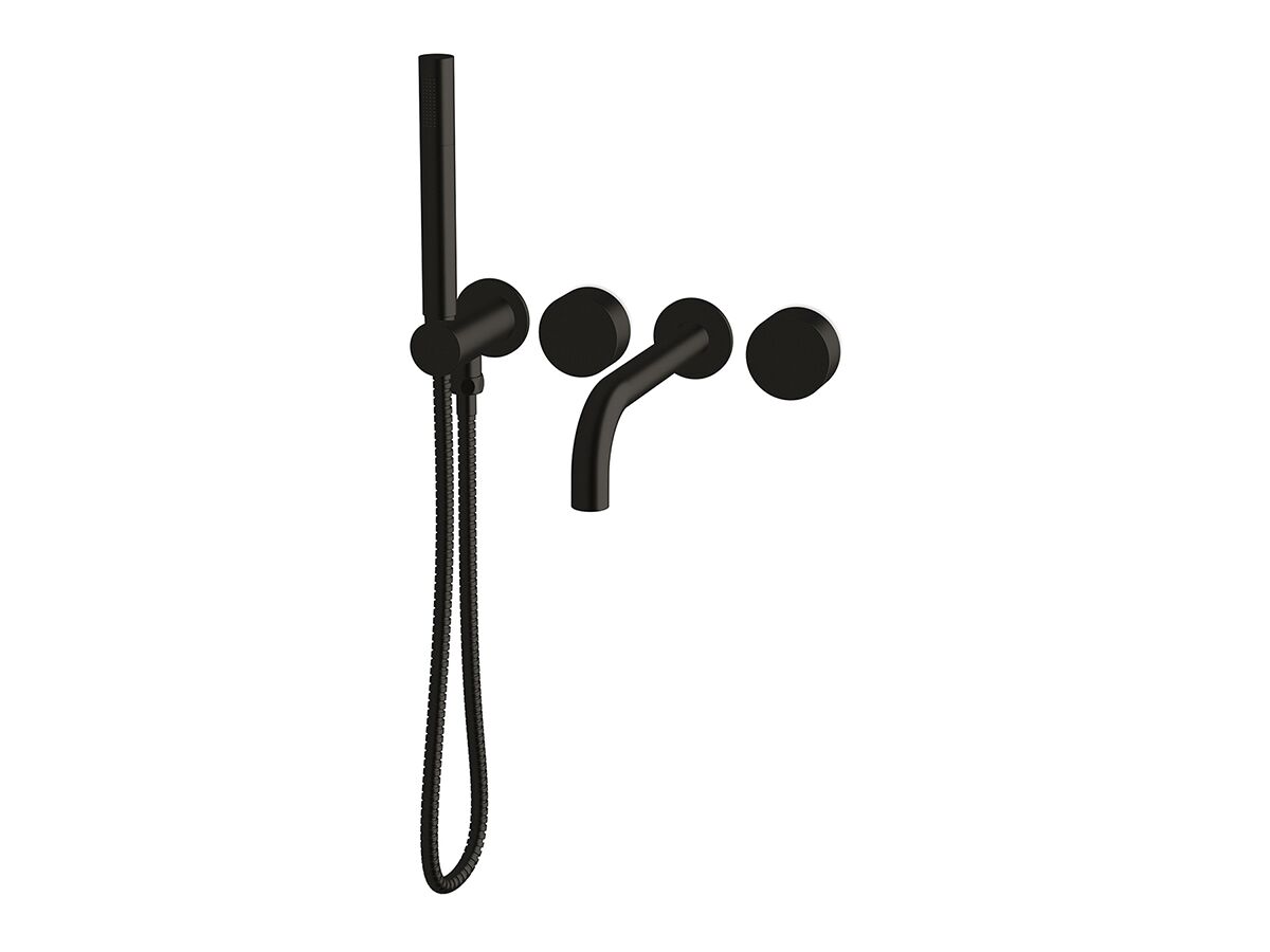 reece Milli Pure Progressive Bath Mixer Tap System 160mm with Handshower Right Hand PVD Matte Black (3 Star)