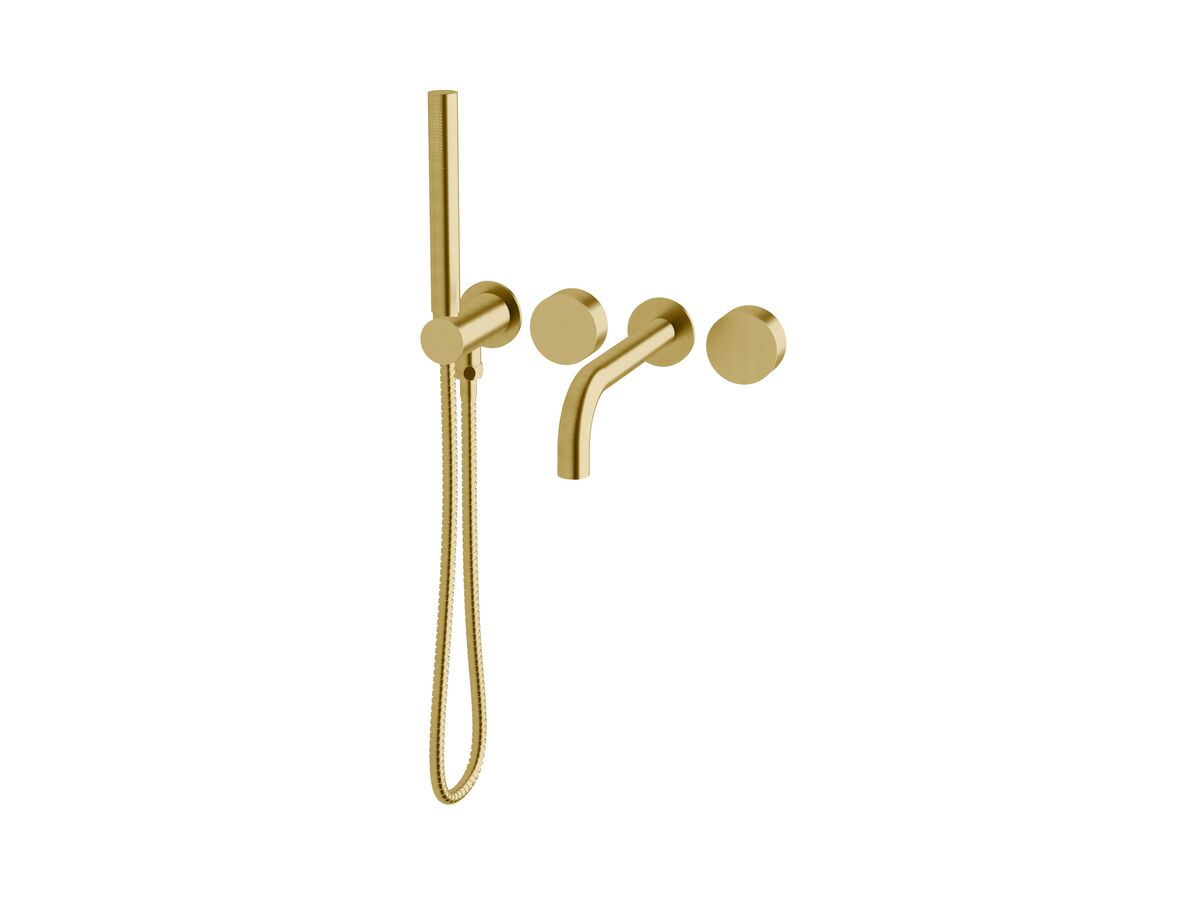reece Milli Pure Progressive Bath Mixer Tap System 200mm with Handshower Right Hand PVD Brushed Gold (3 Star)