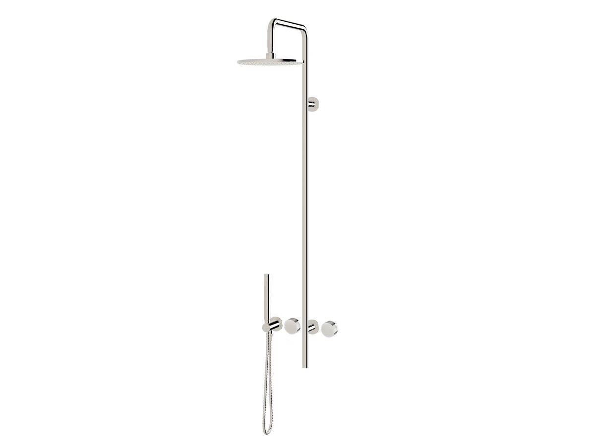 reece Milli Pure Progressive Column Shower Mixer Tap System 250mm with Handshower Right Hand and Diamond Textured Handles Chrome (3 Star)
