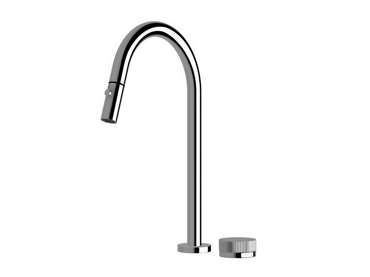 reece Milli Pure Progressive Sink Mixer Tap Set with Pull Out Spray and Linear Textured Handle Chrome (4 Star)