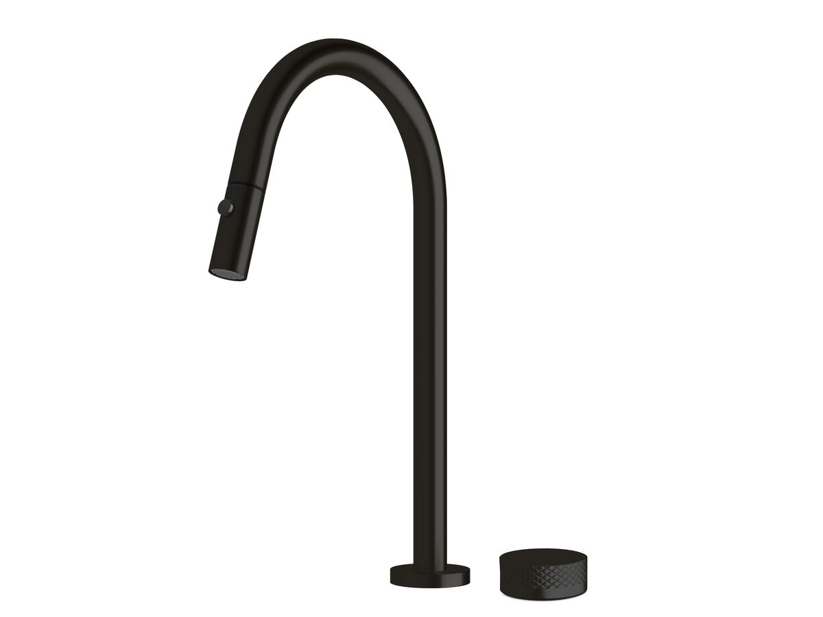 reece Milli Pure Progressive Sink Mixer Tap Set with Pull Out Spray and Diamond Textured Handle PVD Matte Black (4 Star)