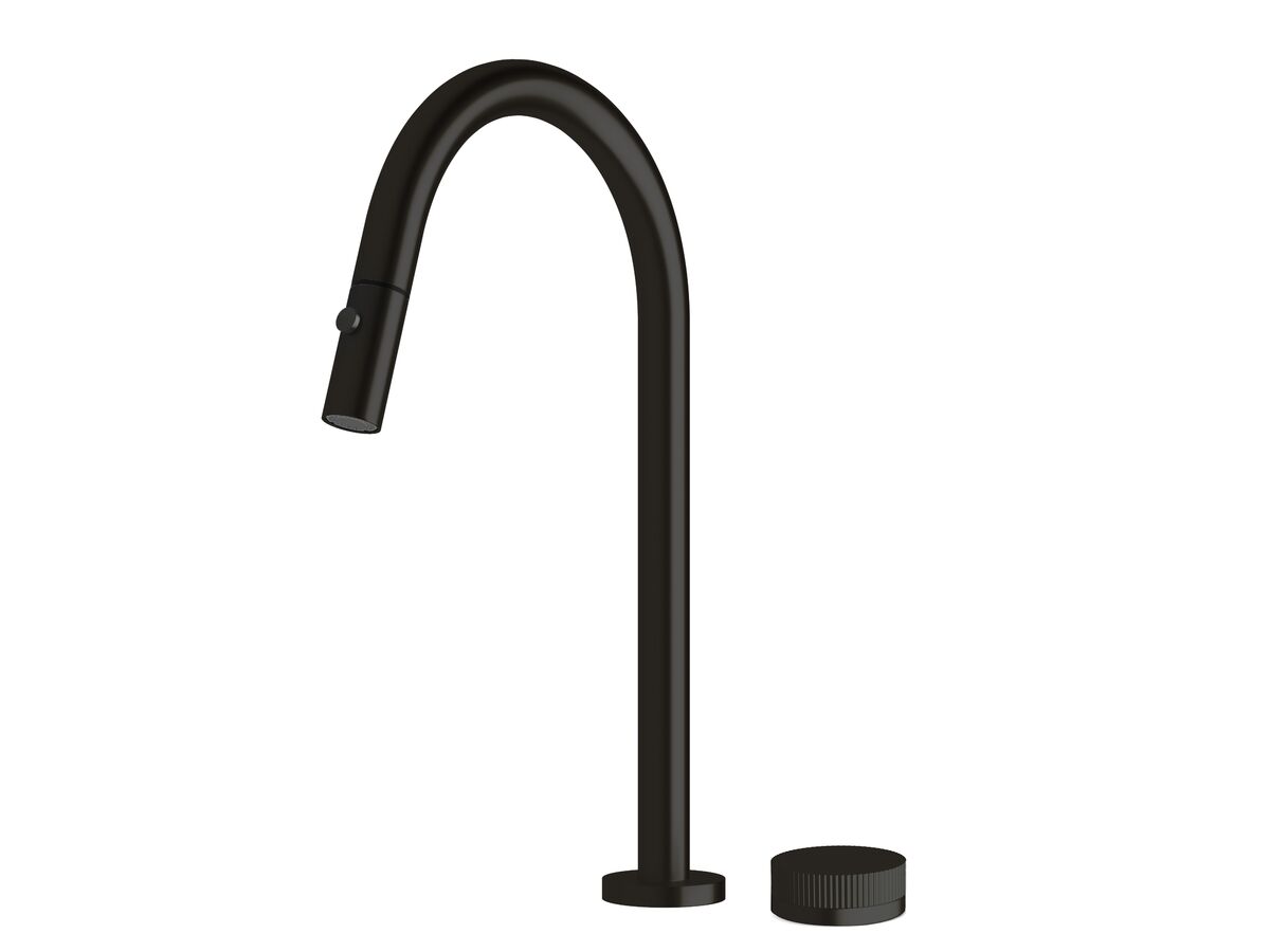reece Milli Pure Progressive Sink Mixer Tap Set with Pull Out Spray and Linear Textured Handle PVD Matte Black (4 Star)
