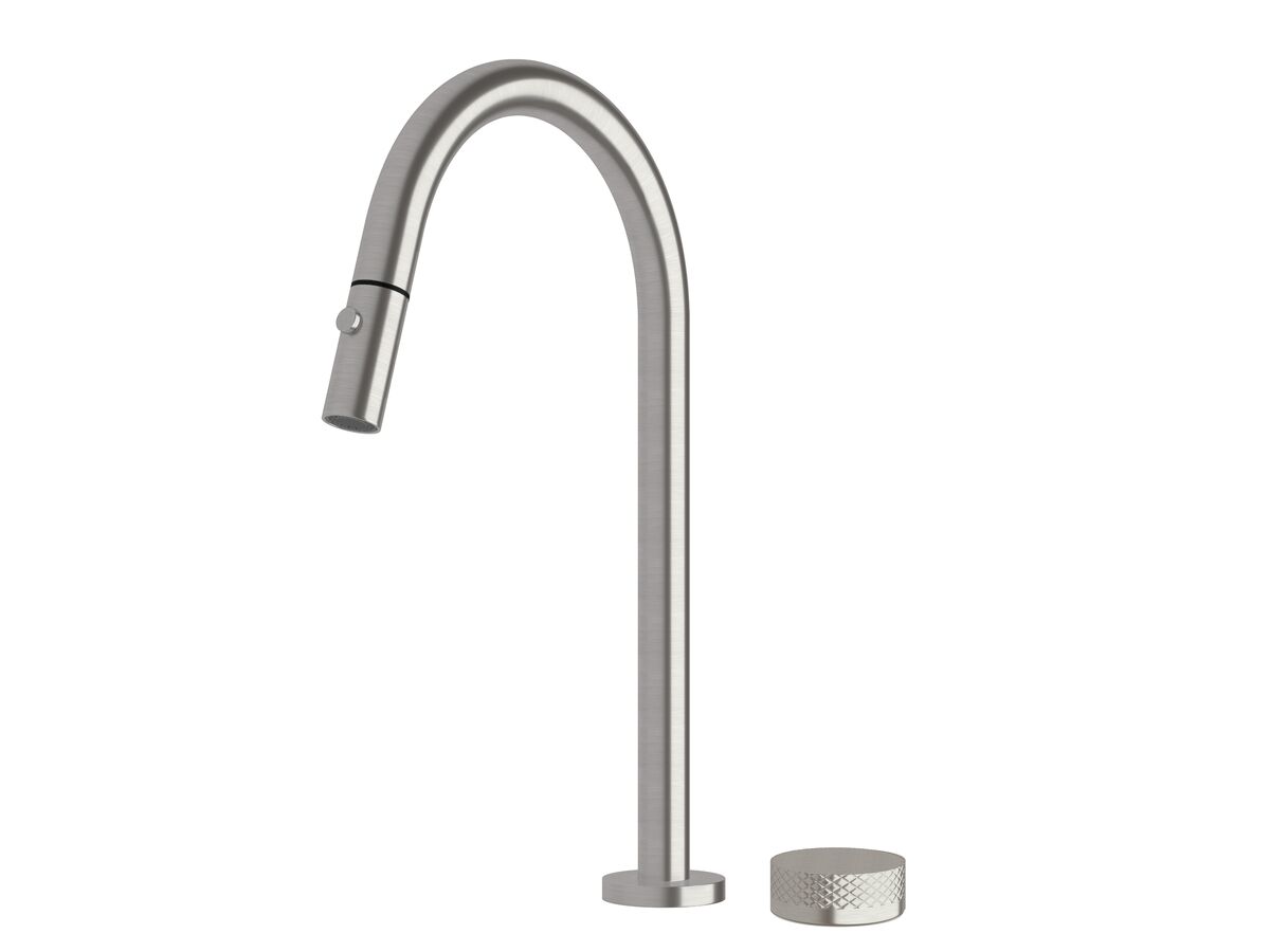 reece Milli Pure Progressive Sink Mixer Tap Set with Pull Out Spray and Diamond Textured Handle PVD Brushed Nickel (4 Star)