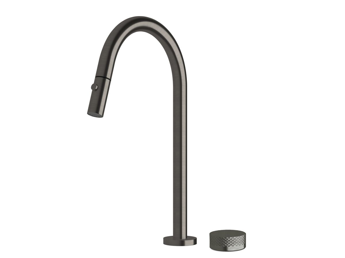 reece Milli Pure Progressive Sink Mixer Tap Set with Pull Out Spray and Diamond Textured Handle PVD Brushed Gunmetal (4 Star)