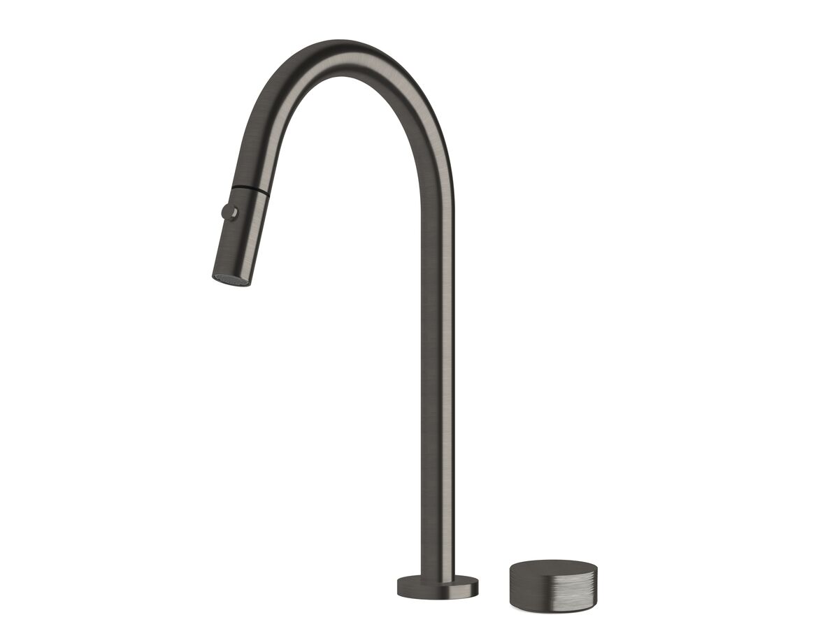 reece Milli Pure Progressive Sink Mixer Tap Set with Pull Out Spray and Cirque Textured Handle PVD Brushed Gunmetal (4 Star)
