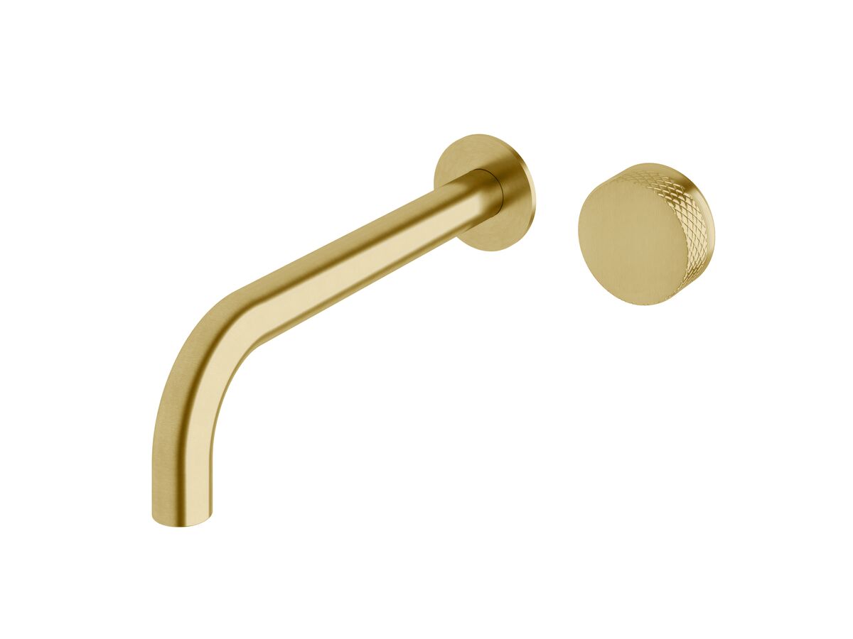 reece Milli Pure Progressive Wall Basin Mixer Tap System 250mm with Diamond Textured Handle PVD Brushed Gold (3 Star)