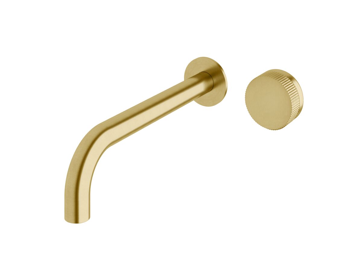reece Milli Pure Progressive Wall Basin Mixer Tap System 250mm with Linear Textured Handle PVD Brushed Gold (3 Star)