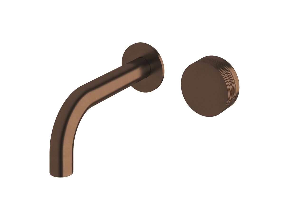 Reece Milli Pure Progressive Wall Basin Mixer Tap System 160mm With Cirque Textured Handle PVD Brushed Bronze (3 Star)