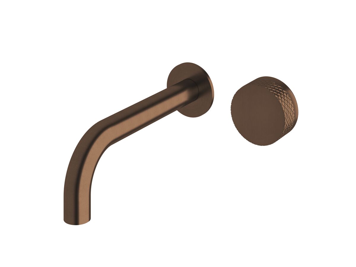reece Milli Pure Progressive Wall Basin Mixer Tap System 200mm with Diamond Textured Handle PVD Brushed Bronze (3 Star)