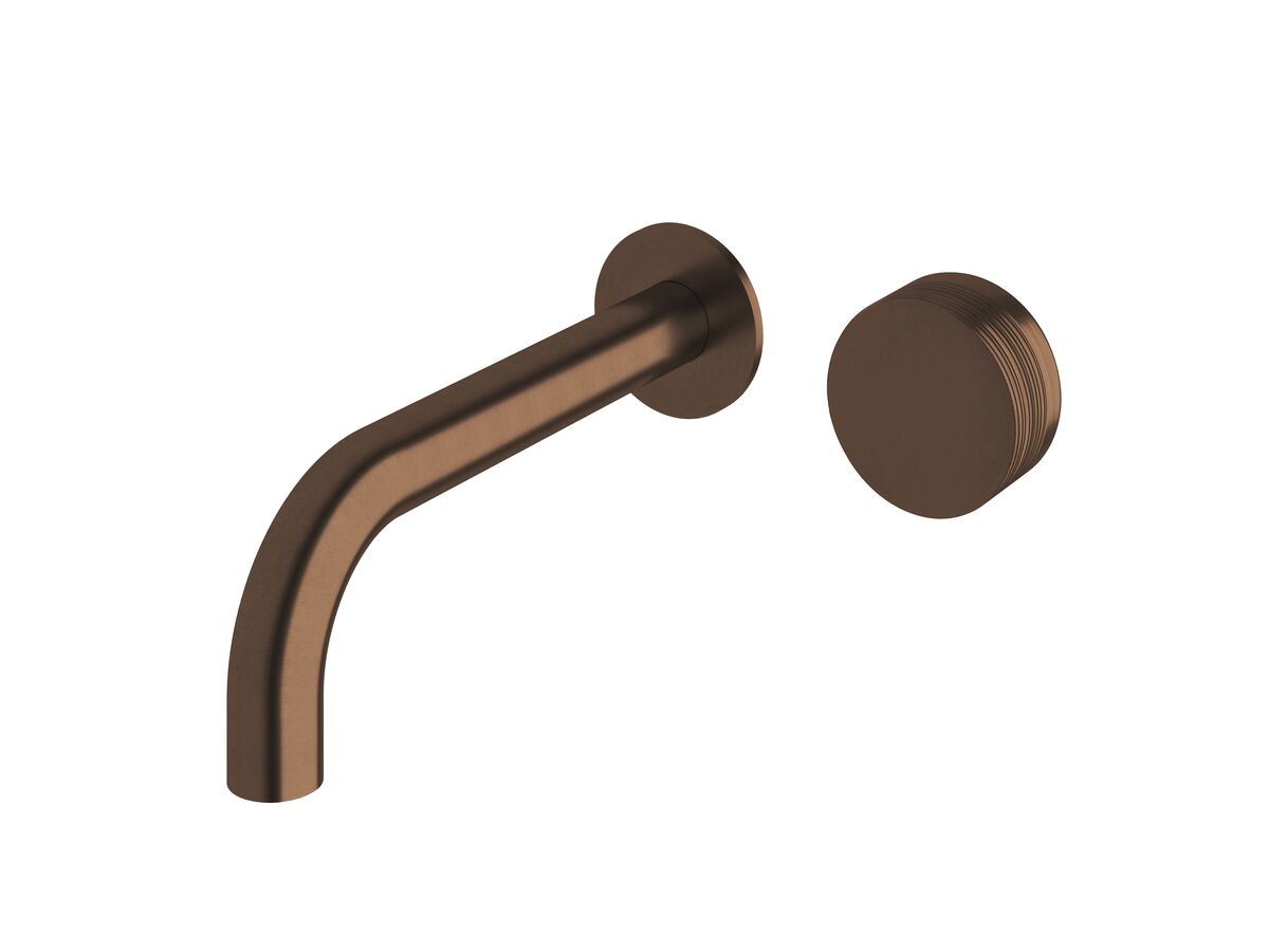 reece Milli Pure Progressive Wall Basin Mixer Tap System 200mm with Cirque Textured Handle PVD Brushed Bronze (3 Star)