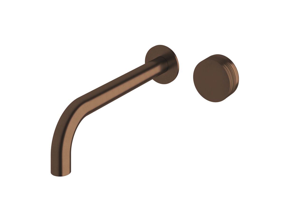 reece Milli Pure Progressive Wall Basin Mixer Tap System 250mm with Cirque Textured Handle PVD Brushed Bronze (3 Star)