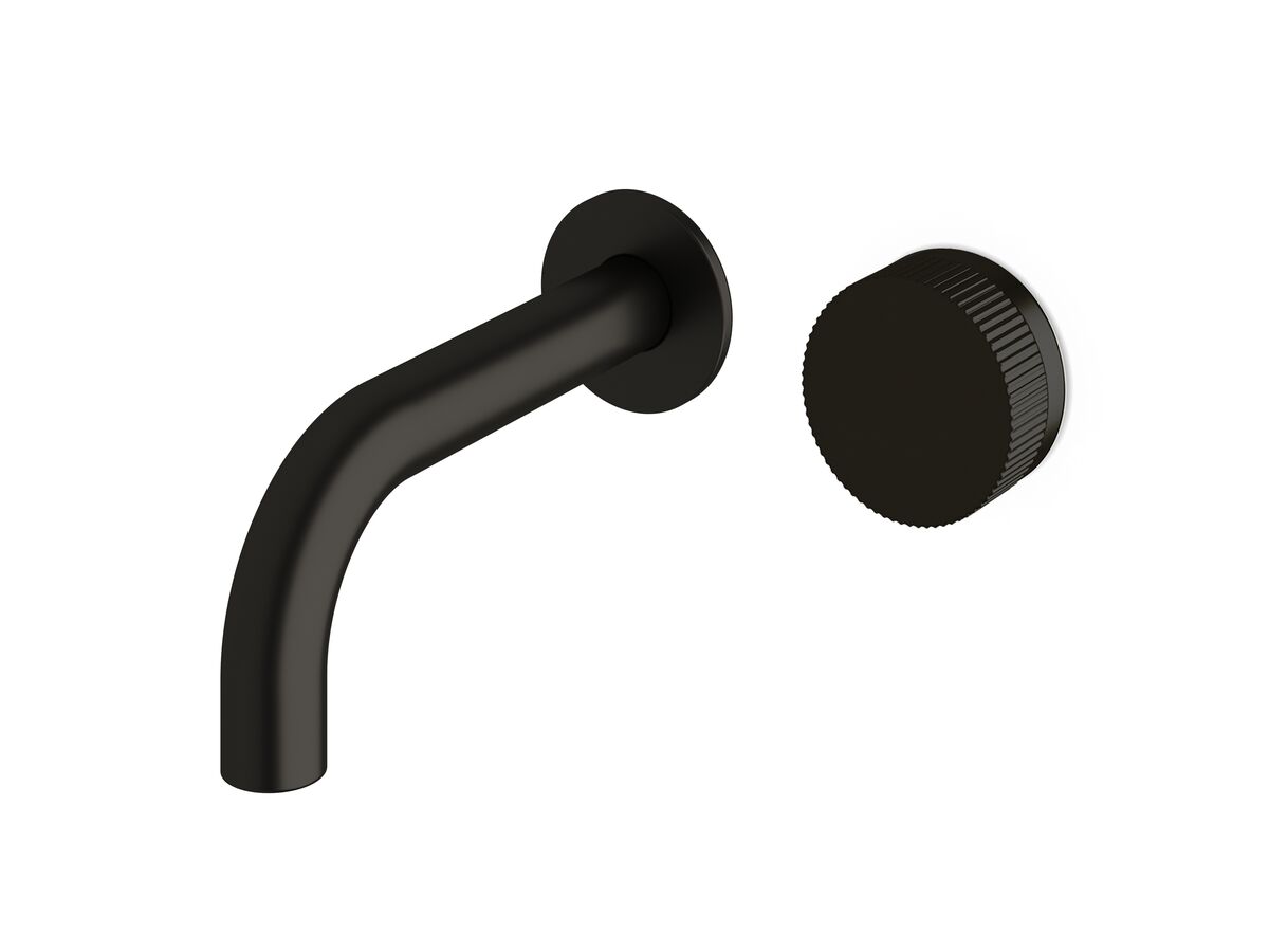 reece Milli Pure Progressive Wall Basin Mixer Tap System 160mm with Linear Textured Handle PVD Matte Black (3 Star)