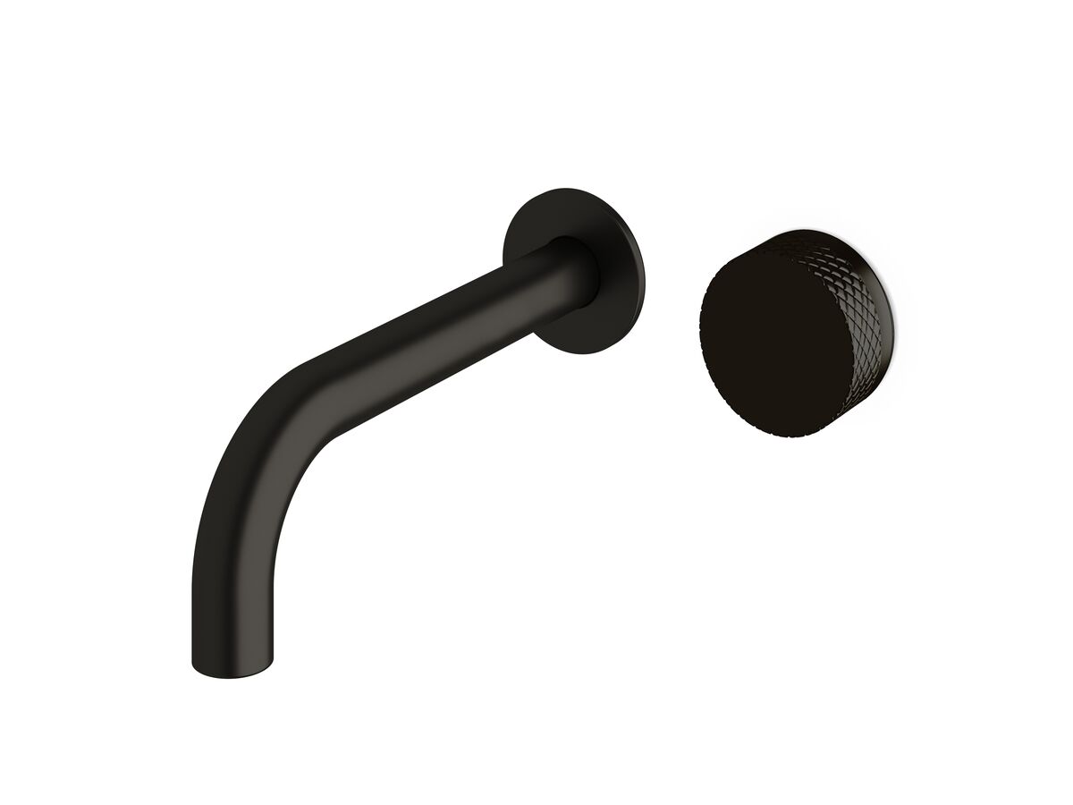 reece Milli Pure Progressive Wall Basin Mixer Tap System 200mm with Diamond Textured Handle PVD Matte Black (3 Star)