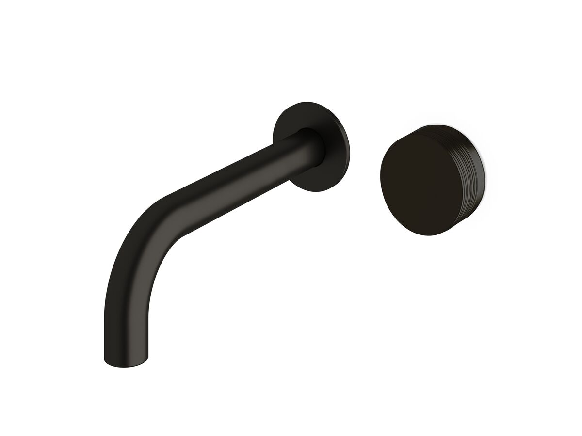 reece Milli Pure Progressive Wall Basin Mixer Tap System 200mm with Cirque Textured Handle PVD Matte Black (3 Star)