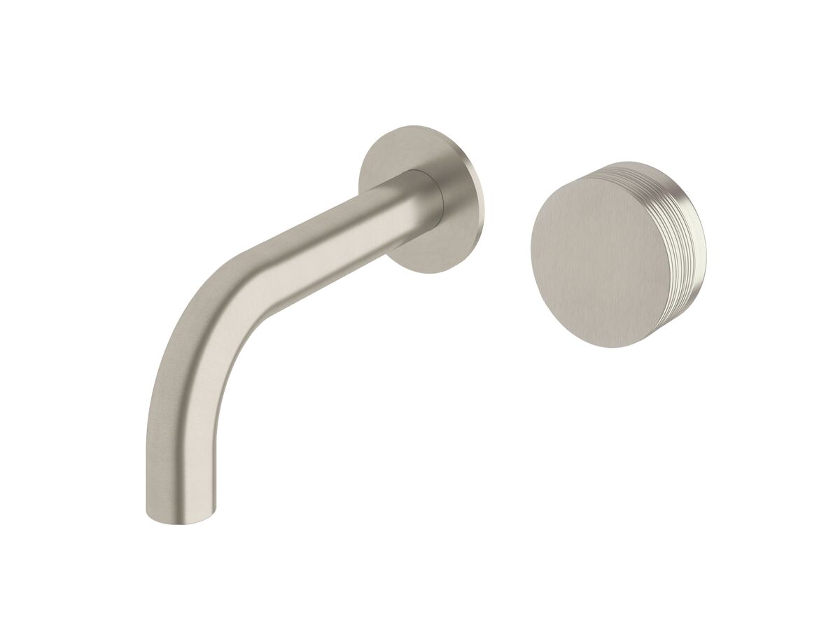 reece Milli Pure Progressive Wall Basin Mixer Tap System 160mm with Cirque Textured Handle PVD Brushed Nickel (3 Star)