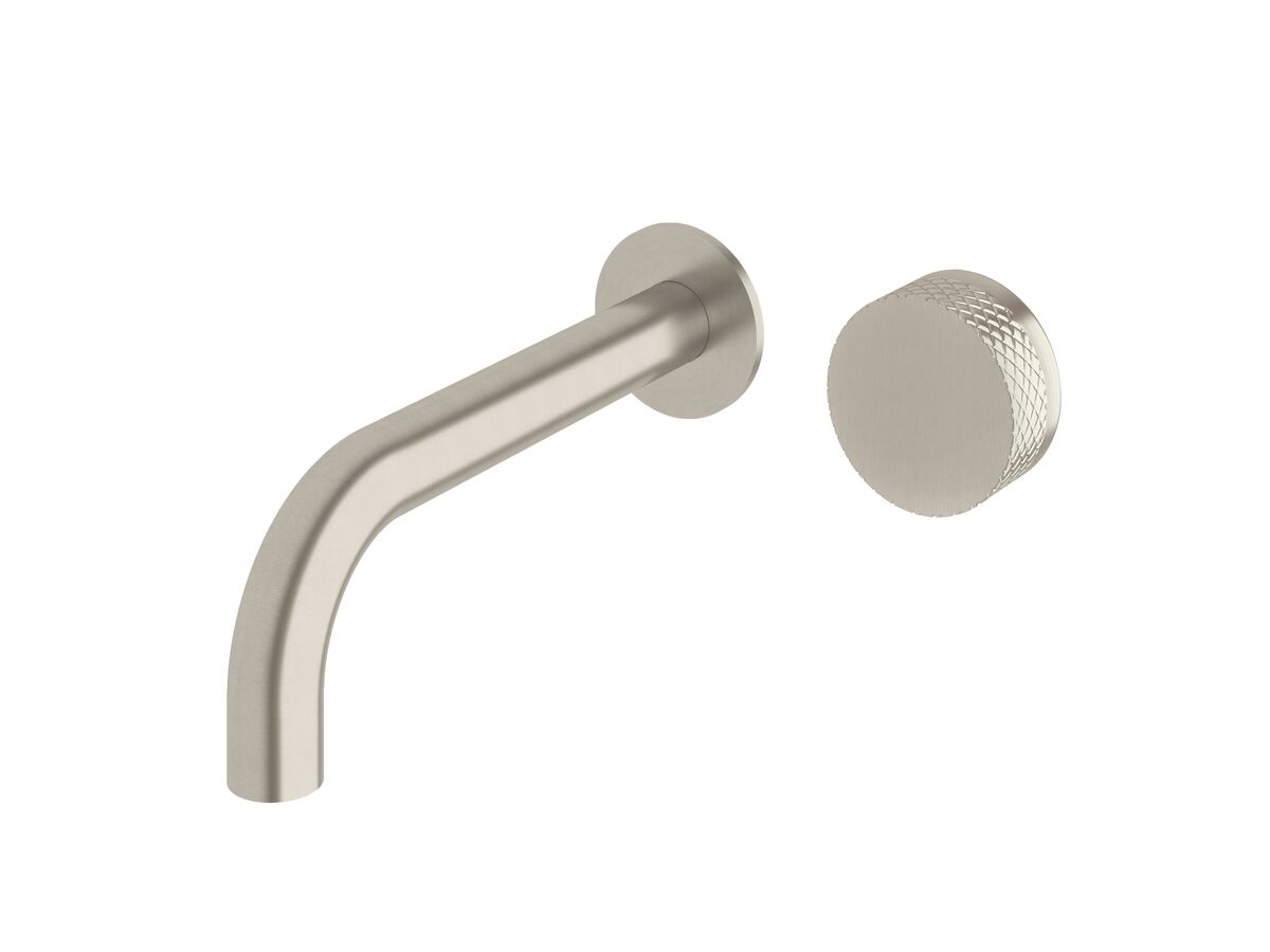 Reece Milli Pure Progressive Wall Basin Mixer Tap System 200mm With Diamond Textured Handle PVD Brushed Nickel (3 Star)