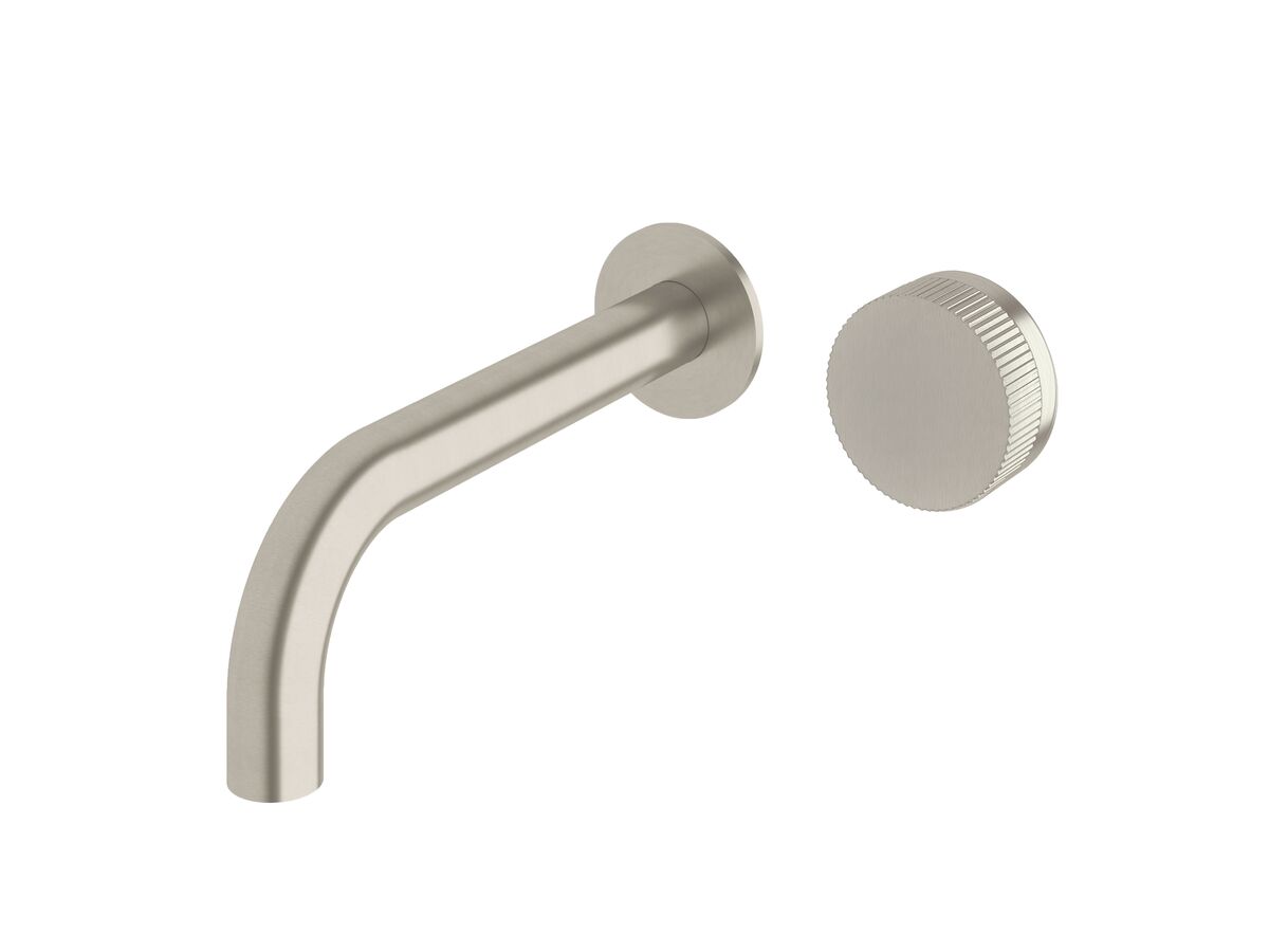 reece Milli Pure Progressive Wall Basin Mixer Tap System 250mm with Linear Textured Handle PVD Brushed Nickel (3 Star)