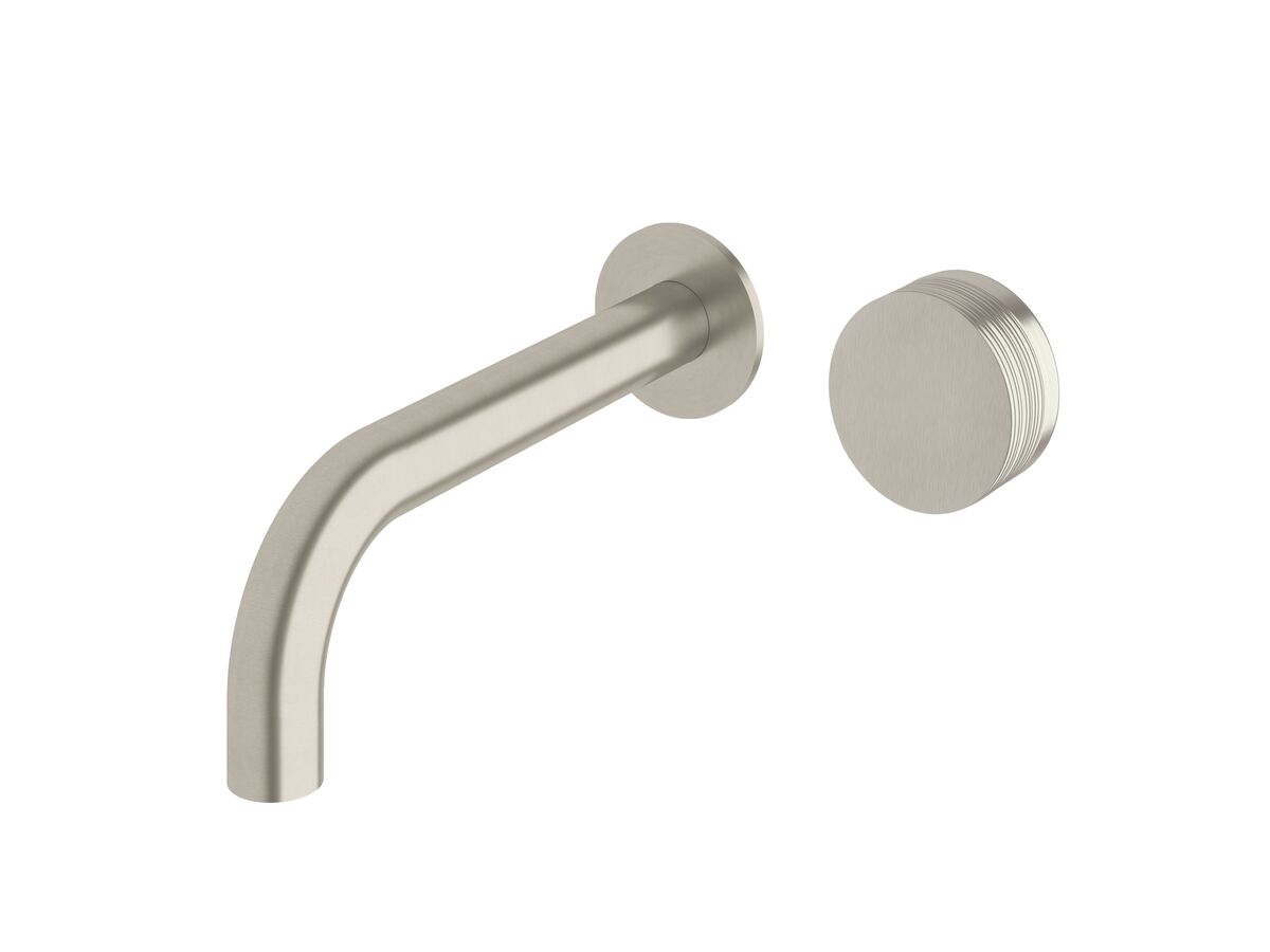reece Milli Pure Progressive Wall Basin Mixer Tap System 250mm with Cirque Textured Handle PVD Brushed Nickel (3 Star)
