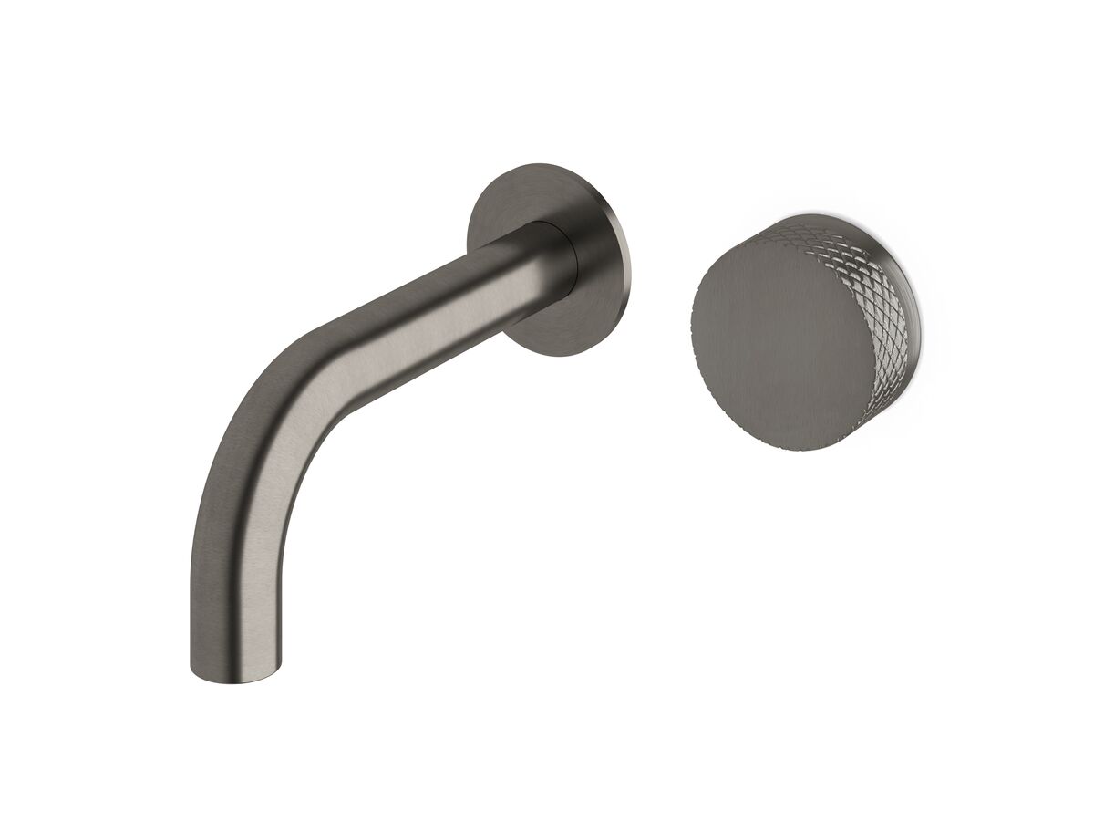 reece Milli Pure Progressive Wall Basin Mixer Tap System 160mm with Diamond Textured Handle PVD Brushed Gunmetal (3 Star)