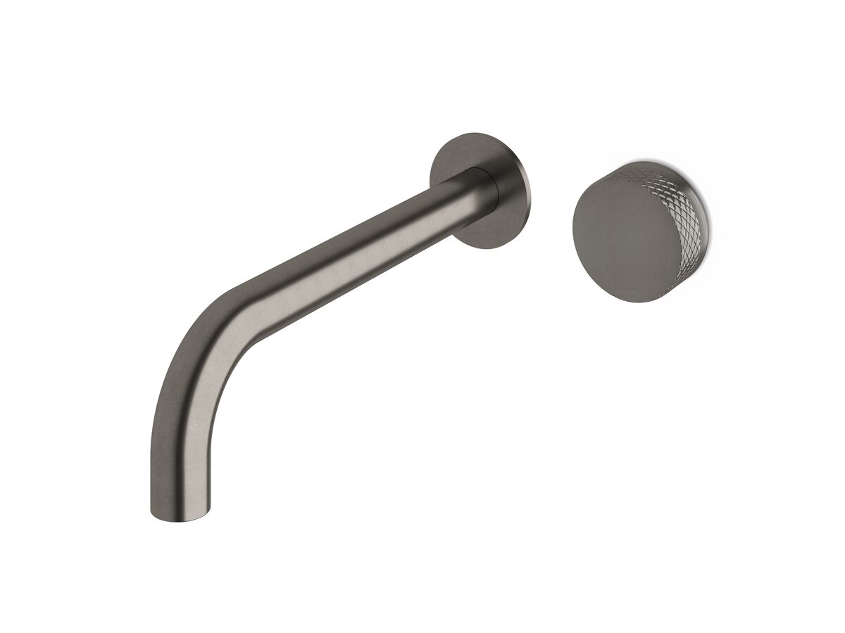 reece Milli Pure Progressive Wall Basin Mixer Tap System 250mm with Diamond Textured Handle PVD Brushed Gunmetal (3 Star)