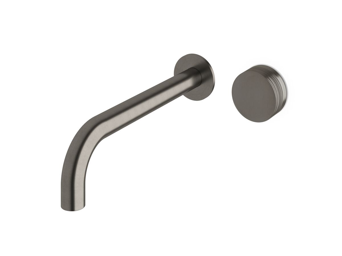 reece Milli Pure Progressive Wall Basin Mixer Tap System 250mm with Cirque Textured Handle PVD Brushed Gunmetal (3 Star)