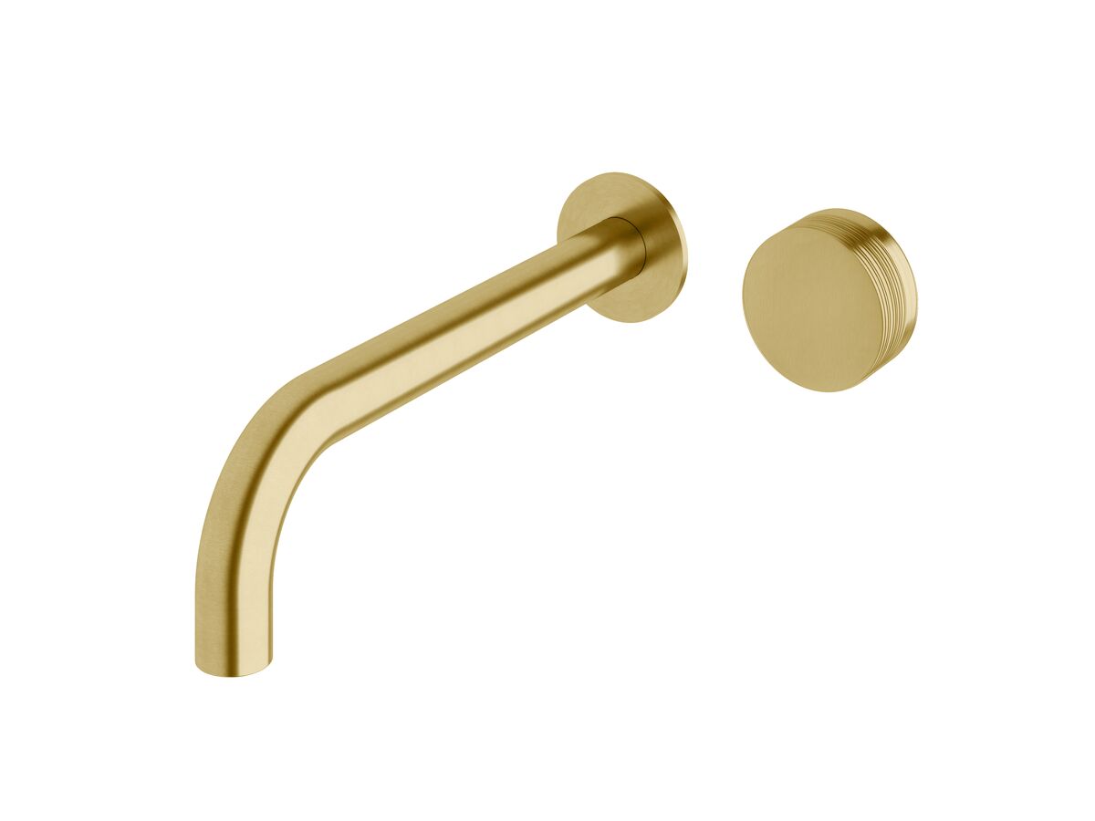 reece Milli Pure Progressive Wall Bath Mixer Tap System 250mm with Cirque Textured Handle PVD Brushed Gold