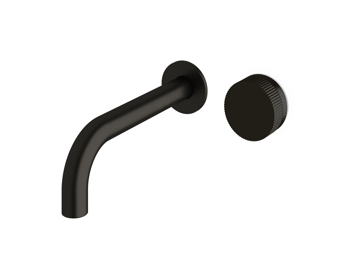reece Milli Pure Progressive Wall Bath Mixer Tap System 200mm with Linear Textured Handle PVD Matte Black