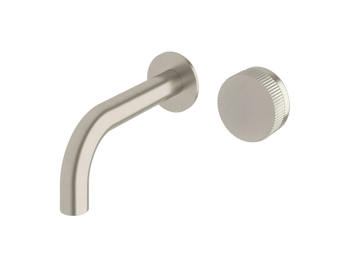 reece Milli Pure Progressive Wall Bath Mixer Tap System 160mm with Linear Textured Handle PVD Brushed Nickel