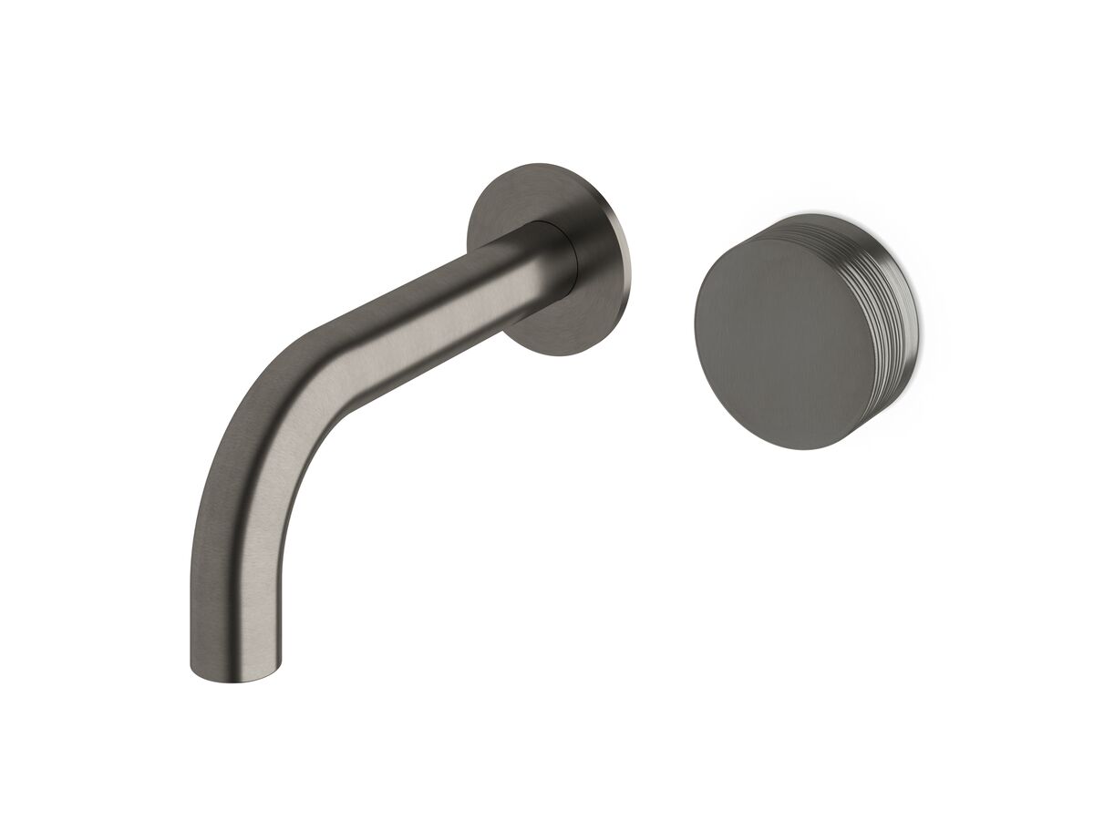 reece Milli Pure Progressive Wall Bath Mixer Tap System 160mm with Cirque Textured Handle PVD Brushed Gunmetal
