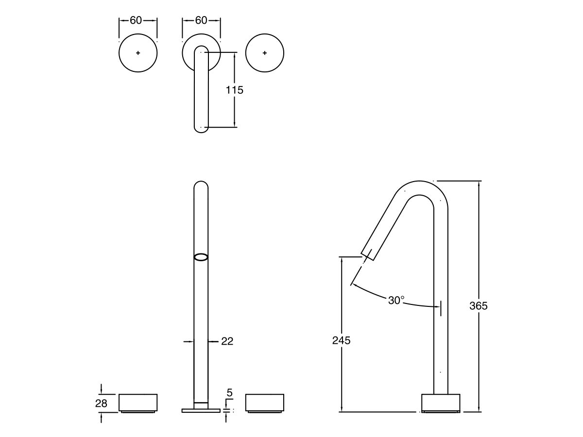 Reece Milli Pure Vessel Basin Set With Cirque Textured Handles Chrome (5 Star)