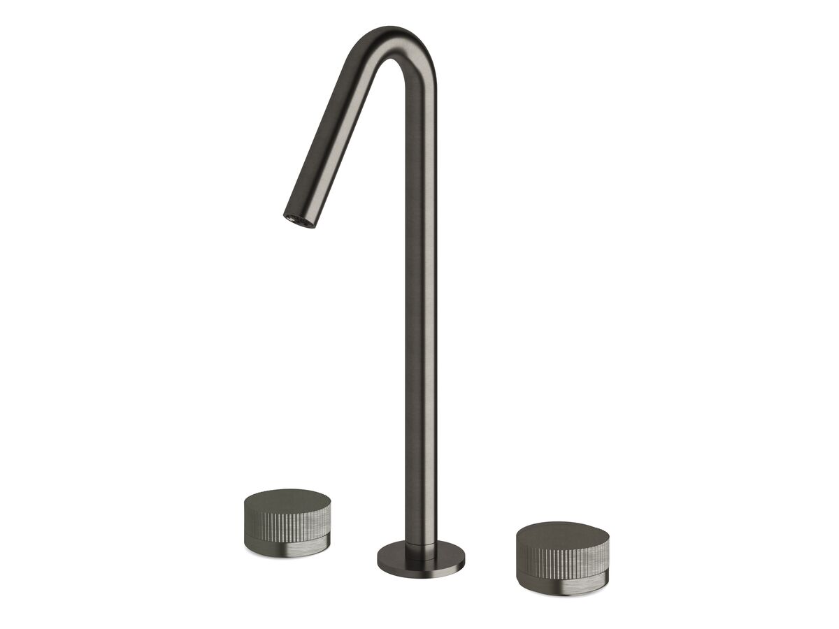 reece Milli Pure Vessel Basin Set with Linear Textured Handles PVD Brushed Gunmetal (5 Star)
