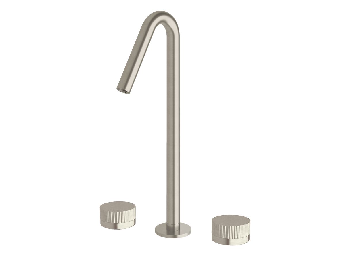 Reece Milli Pure Vessel Basin Set With Linear Textured Handles PVD Brushed Nickel (5 Star)
