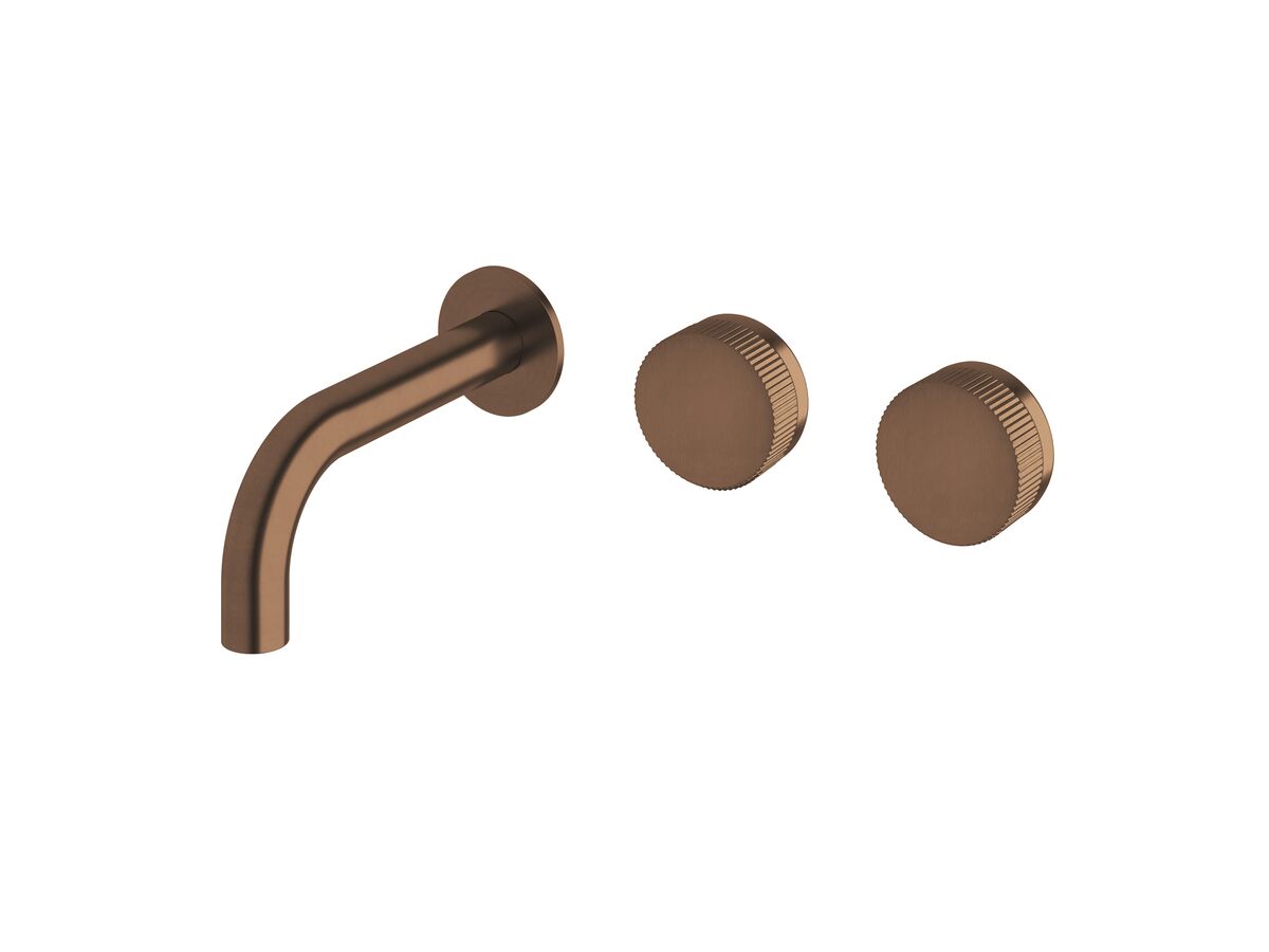 reece Milli Pure Wall Basin Hostess System 160mm Right Hand with Linear Textured Handles PVD Brushed Bronze (3 Star)
