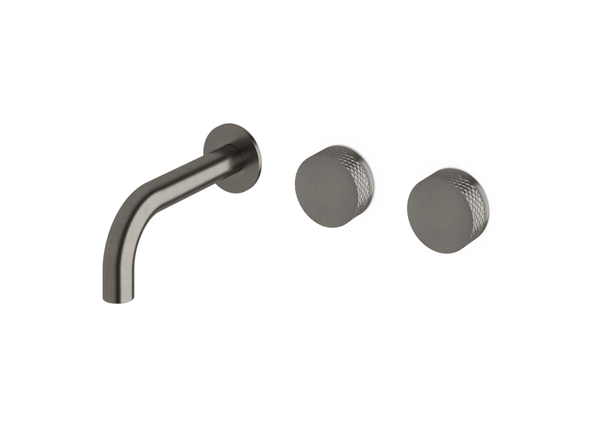 reece Milli Pure Wall Basin Hostess System 160mm Right Hand with Diamond Textured Handles PVD Brushed Gunmetal (3 Star)