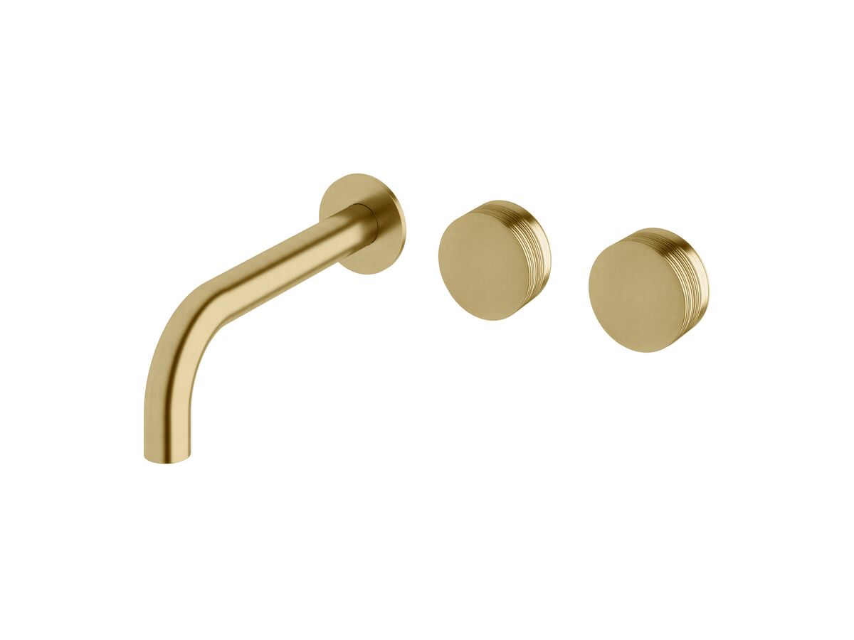 reece Milli Pure Wall Basin Hostess System 200mm Right Hand with Cirque Textured Handles PVD Brushed Gold (3 Star)